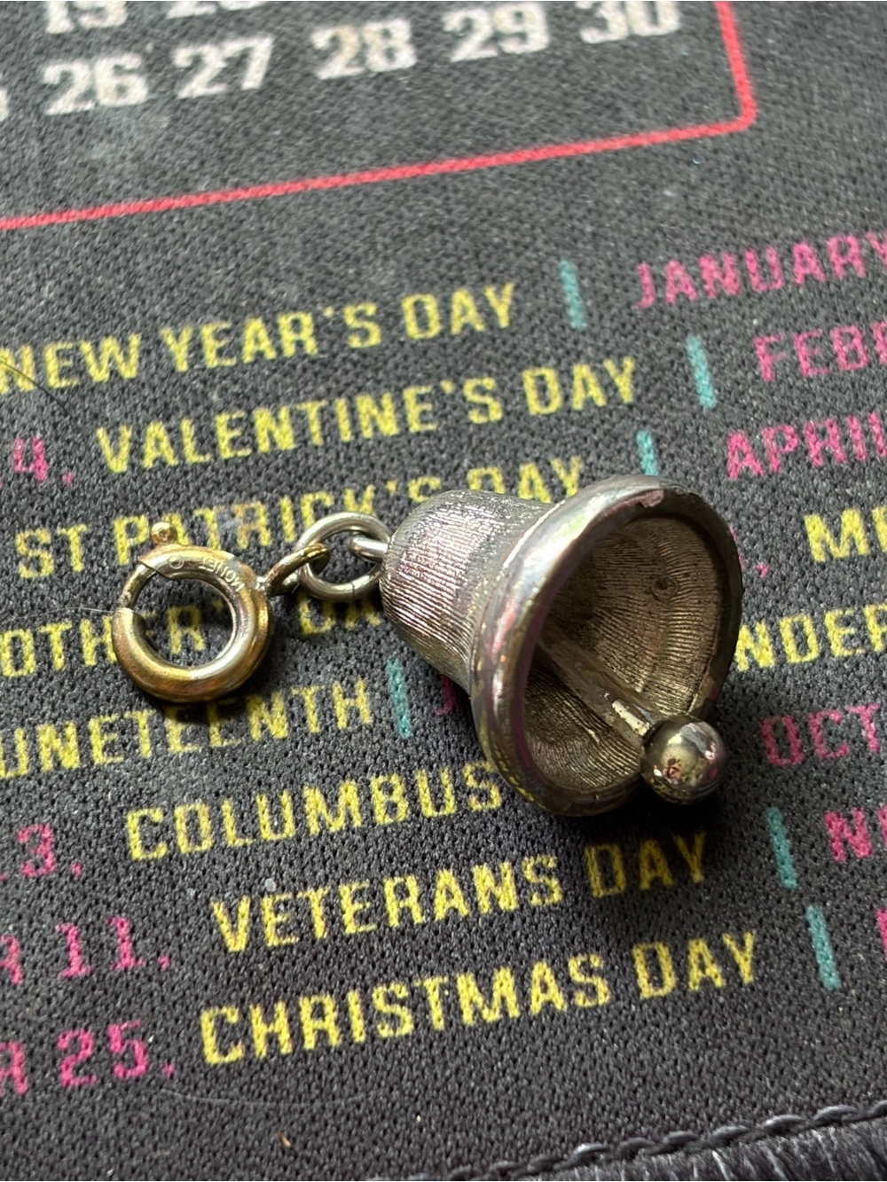 Monet Vintage Silver Bell Charm Pendant with Jump Ring
